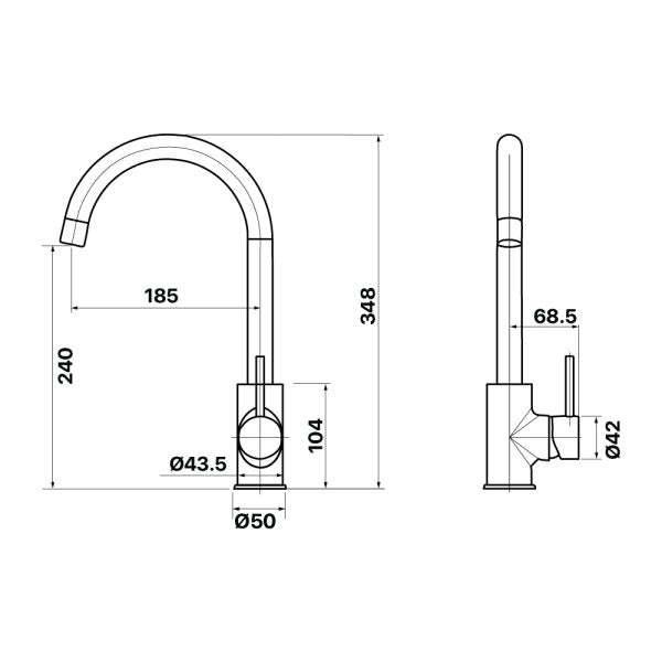 Anise Round Gooseneck Sink Mixer Lead Free