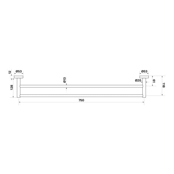 Chia 750mm Double Towel Rail