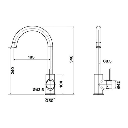 Anise Round Gooseneck Sink Mixer Lead Free