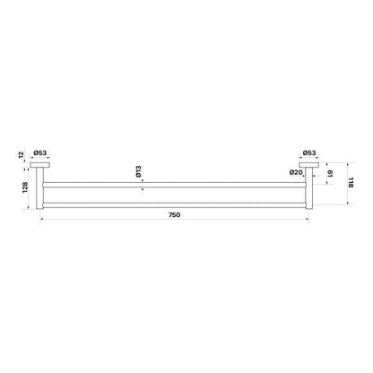 Chia 750mm Double Towel Rail