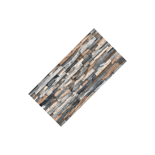 Small Stone Stack Elevation Tile Dark Brown (1388) 3D Matt