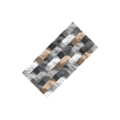 Mix Color Stone Brick Bond Elevation Tile (1627) 3D Matt