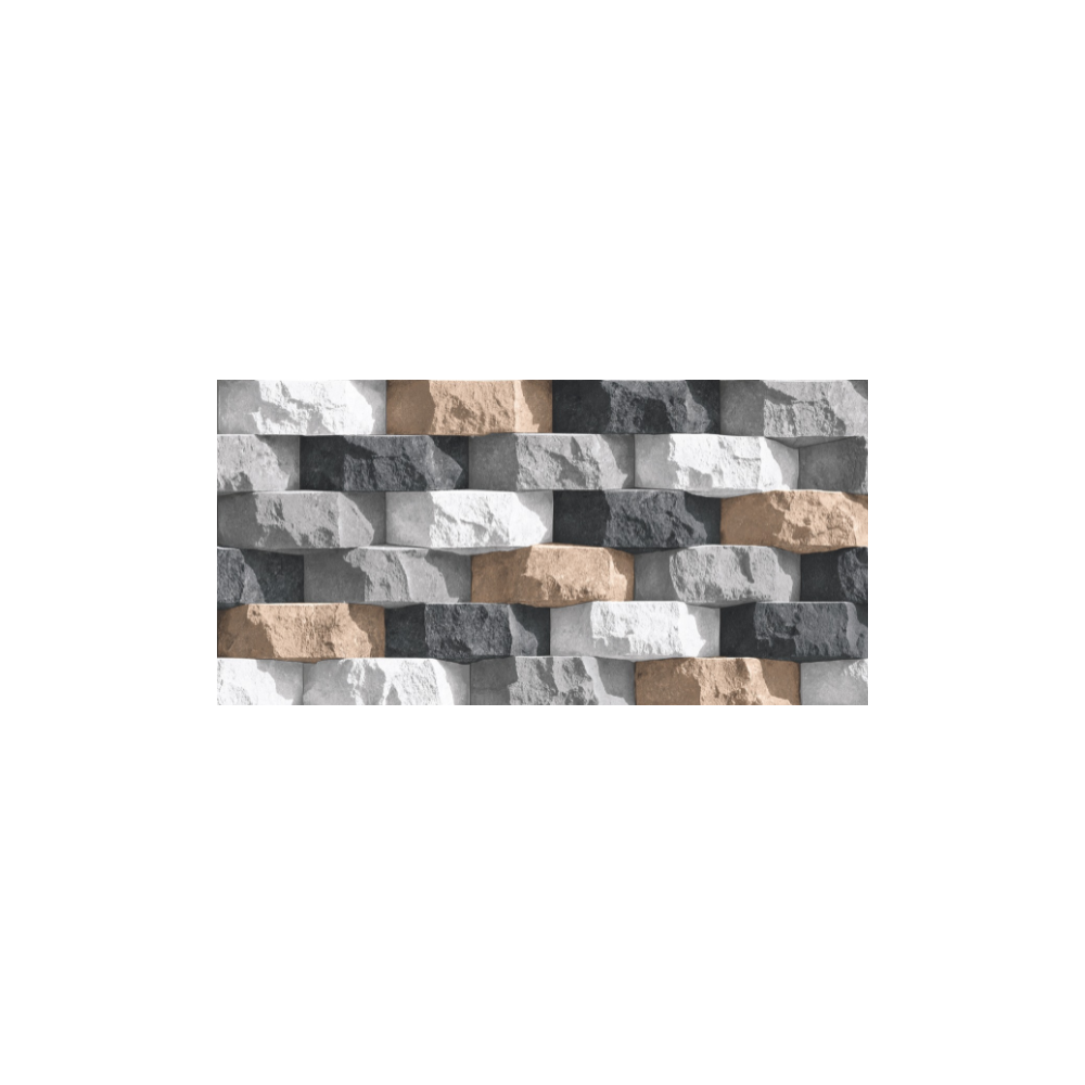 Mix Color Stone Brick Bond Elevation Tile (1627) 3D Matt