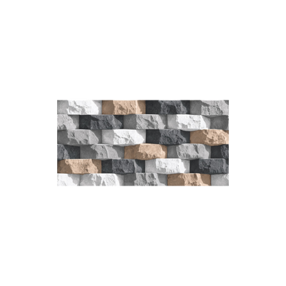 Mix Color Stone Brick Bond Elevation Tile (1627) 3D Matt