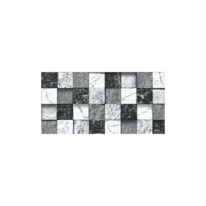 Square Black and White Marble Look Elevation Tile (1744) 3D Matt