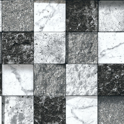 Square Black and White Marble Look Elevation Tile (1744) 3D Matt