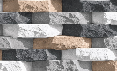 Mix Color Stone Brick Bond Elevation Tile (1627) 3D Matt