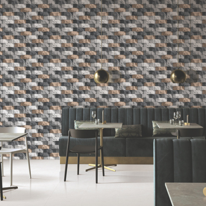 Mix Color Stone Brick Bond Elevation Tile (1627) 3D Matt