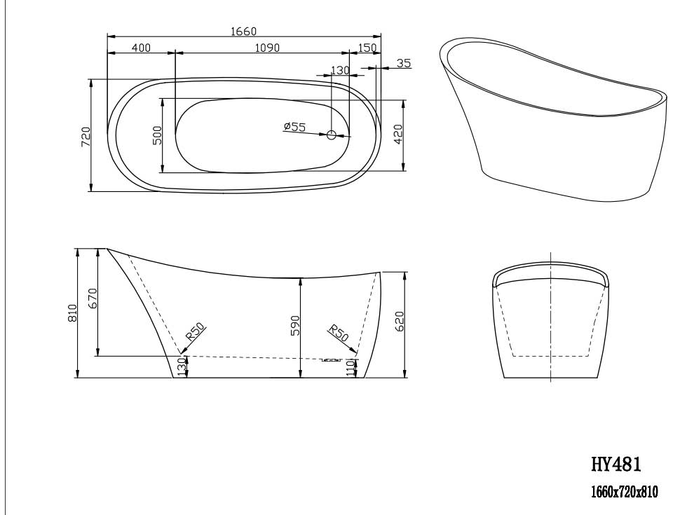 DORIO CORNER BACK TO WALL BATH (1500mm)