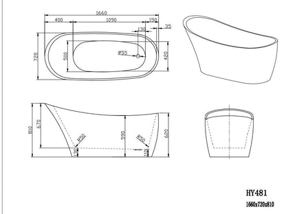 DORIO CORNER BACK TO WALL BATH (1500mm)